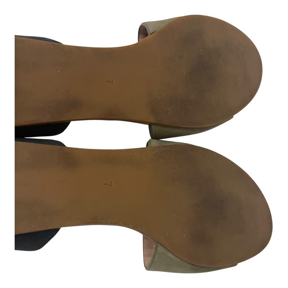 Madewell Thea Olive Green & Navy Flat Leather Sandals Size 7 - Picture 9 of 10